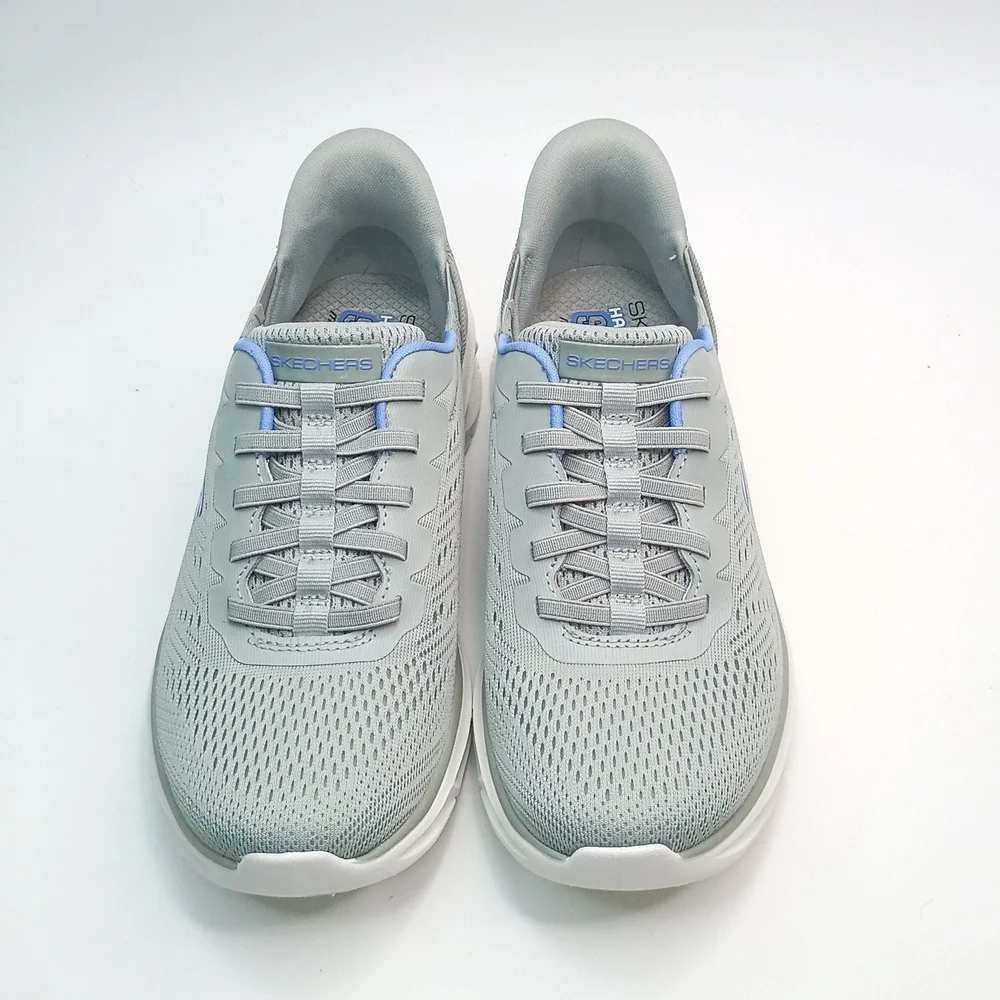 Skechers Hands Free Slip-ins Glide-Step Women Size 6 Grey Blue Mesh 129341